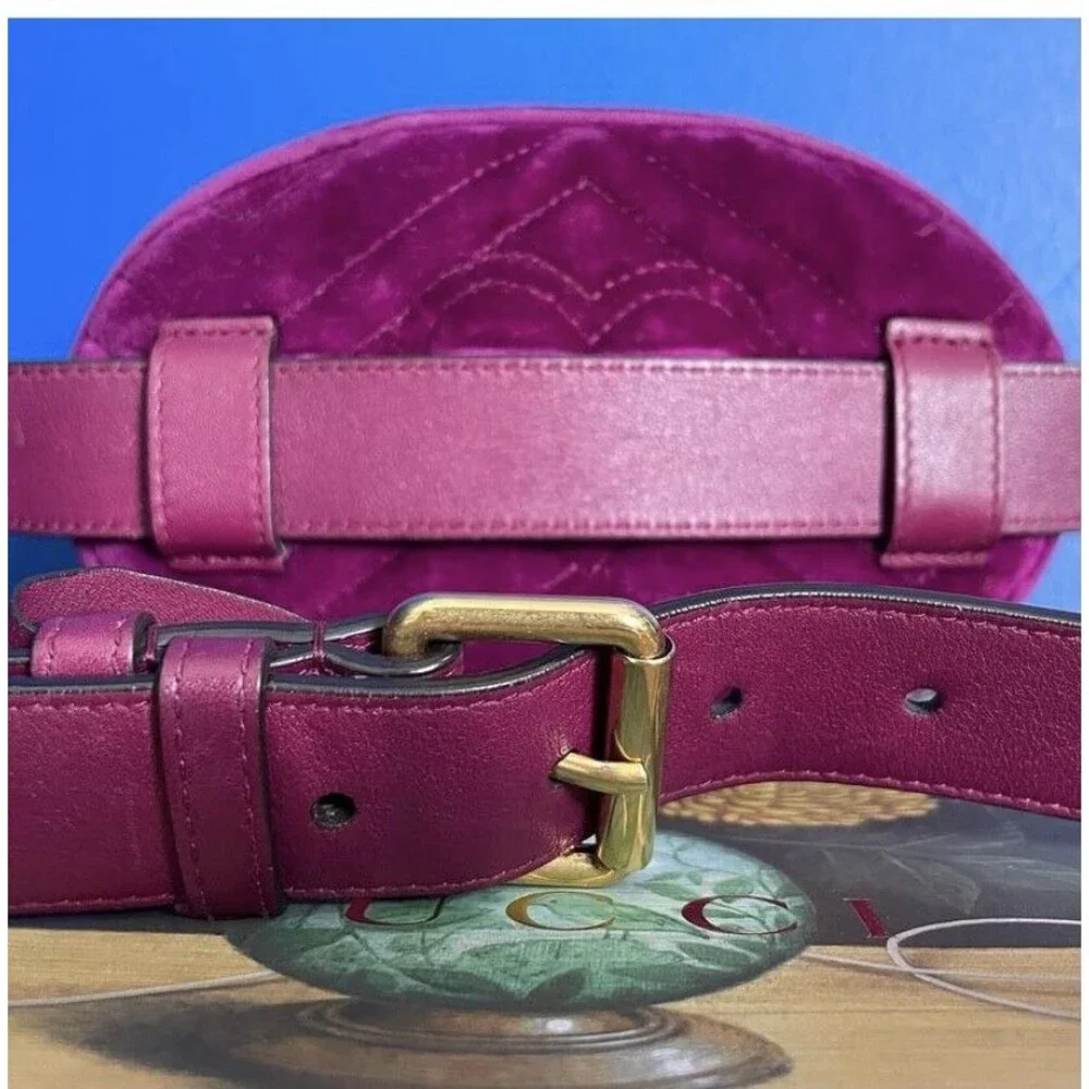 GUCCI G5 PURPLE MARMONT VELVET BELT BAG - Picture 5 of 6